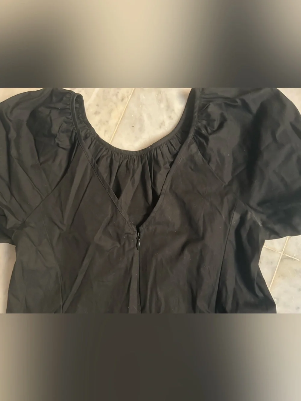 J Crew V-Back Black Puff Sleeve Women’s Top